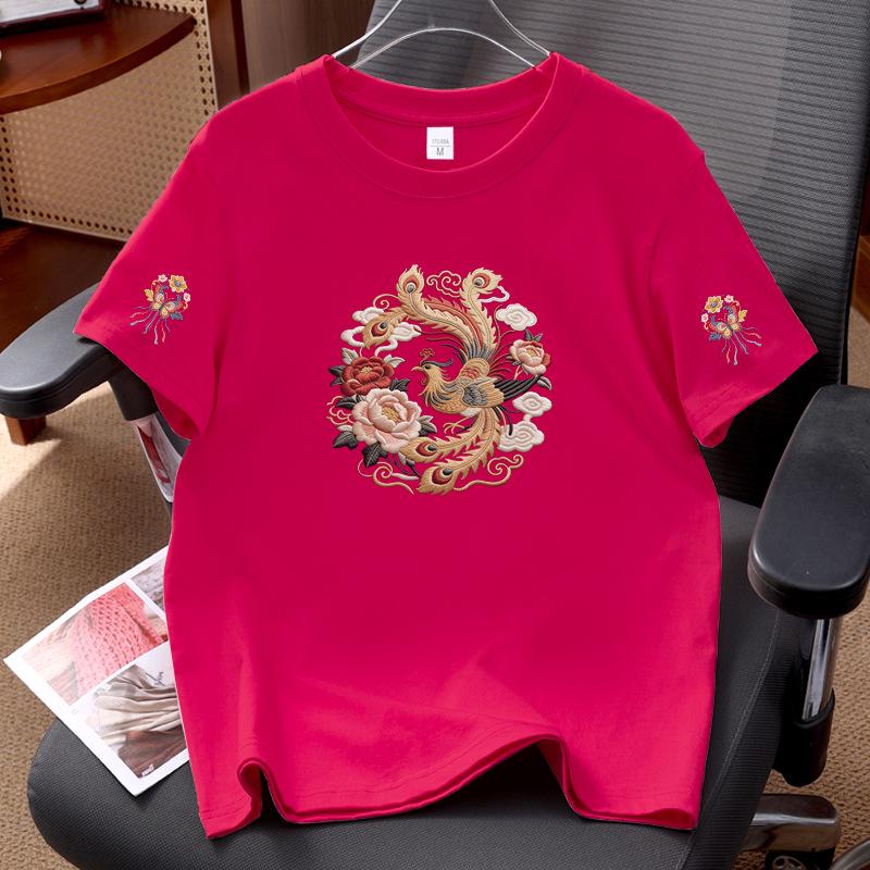 2026 Summer Unisex Pure Cotton Short Sleeve T-shirt with Chinese Style Print