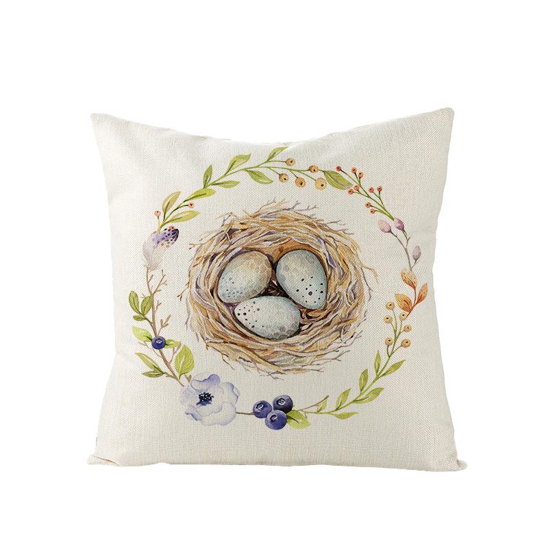 Watercolor Bunny Egg Easter Pillow Cover Nordic Office Sofa Polyester Cushion Cover Home Furnishings