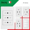 White Italian Standard Socket PC Panel USB Type C Outlet Rectangular Wall Switch Socket Net TV Phone Satellite Socket CAT5 CAT6