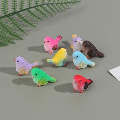 Lot de 8 petites statues décoratives en forme de mouche, oiseau, moineau, dessin animé mignon et coloré