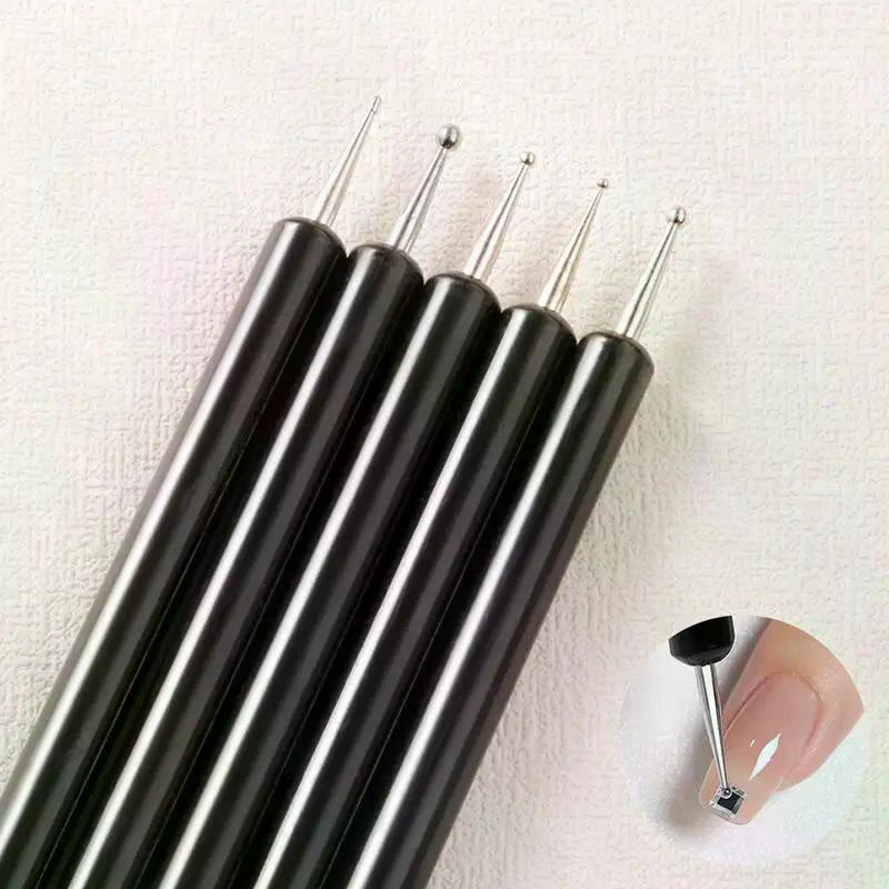 5Pcs/Set Double-Headed Silicone Nail Art Pens Rhinestones Picker 3D Nail Carving Dotting Manicure Tools For Nail Art Design