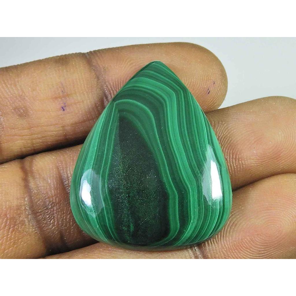 69Cts. Natural Green Malachite Pear Cabochon Loose Gemstone 28X35X06 MM SK-2037