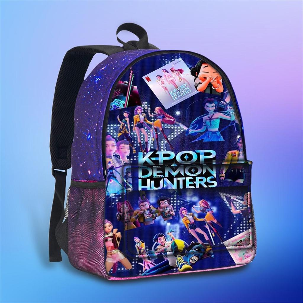 Movie Peripheral Print Backpack, School Bag Student Campus With Plush Ball Backpack