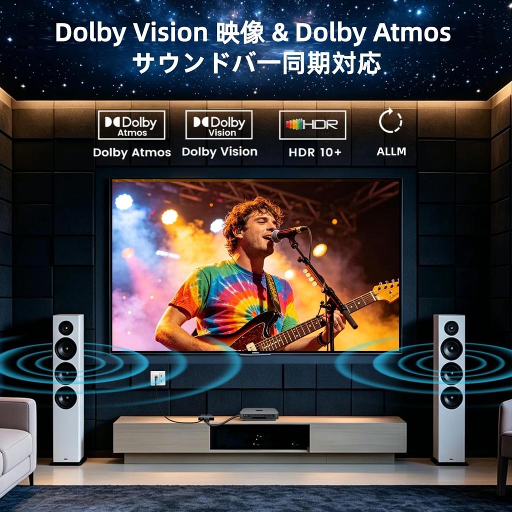 HDMI Splitter, 1 Input, 2 Output, 4K@60Hz Compatible, HDMI Audio Splitter with Downscaler Function, HDMI 2.0b Splitter / 2K@144Hz/1080P@120Hz, Type-C