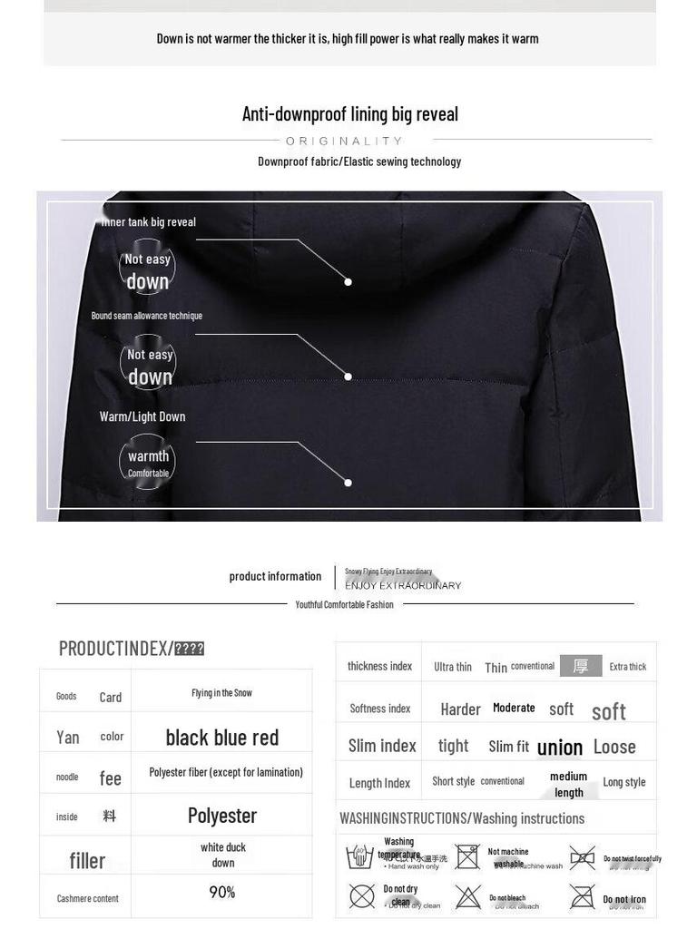 Xuezhongfei Damen Mittellange Daunenjacke mit Kapuze