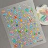 3D Starfish Embossed Nail Art Stickers Ocean Themed Self Adhesive 1Pcs Nail Decals for Summer Beach Vacation Manicure