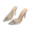 2025 summer women's thin-heeled rhinestone high-heeled slippers with skirts, pointed high heels, fashionable and not tiring for daily wear