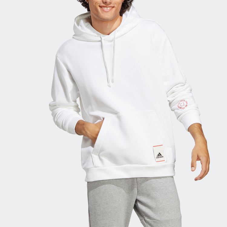 Adidas Letter Print Sports Casual Hoodie Unisex Hoodies White IL8297