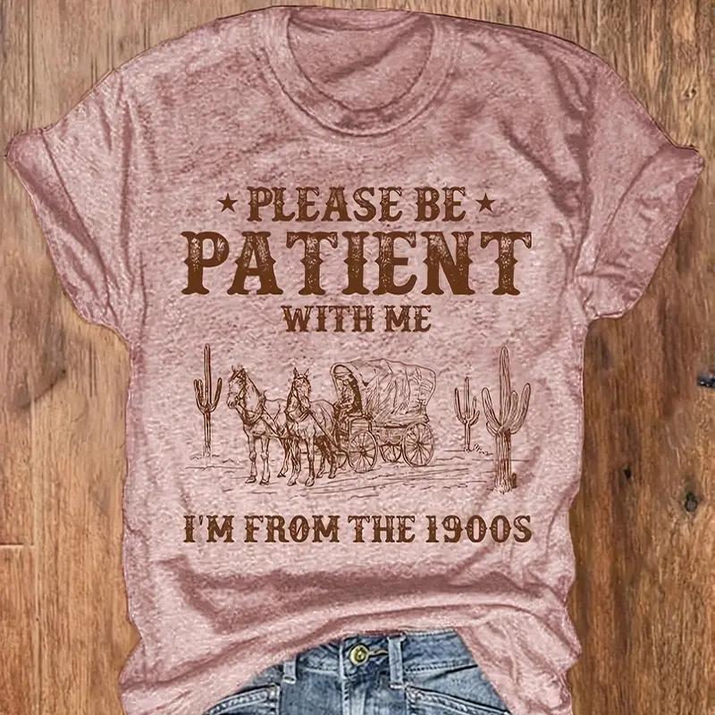 Women Summer T Shirt  Print Retro Fashion Short Sleeve Tees Casual   Printed  Tops