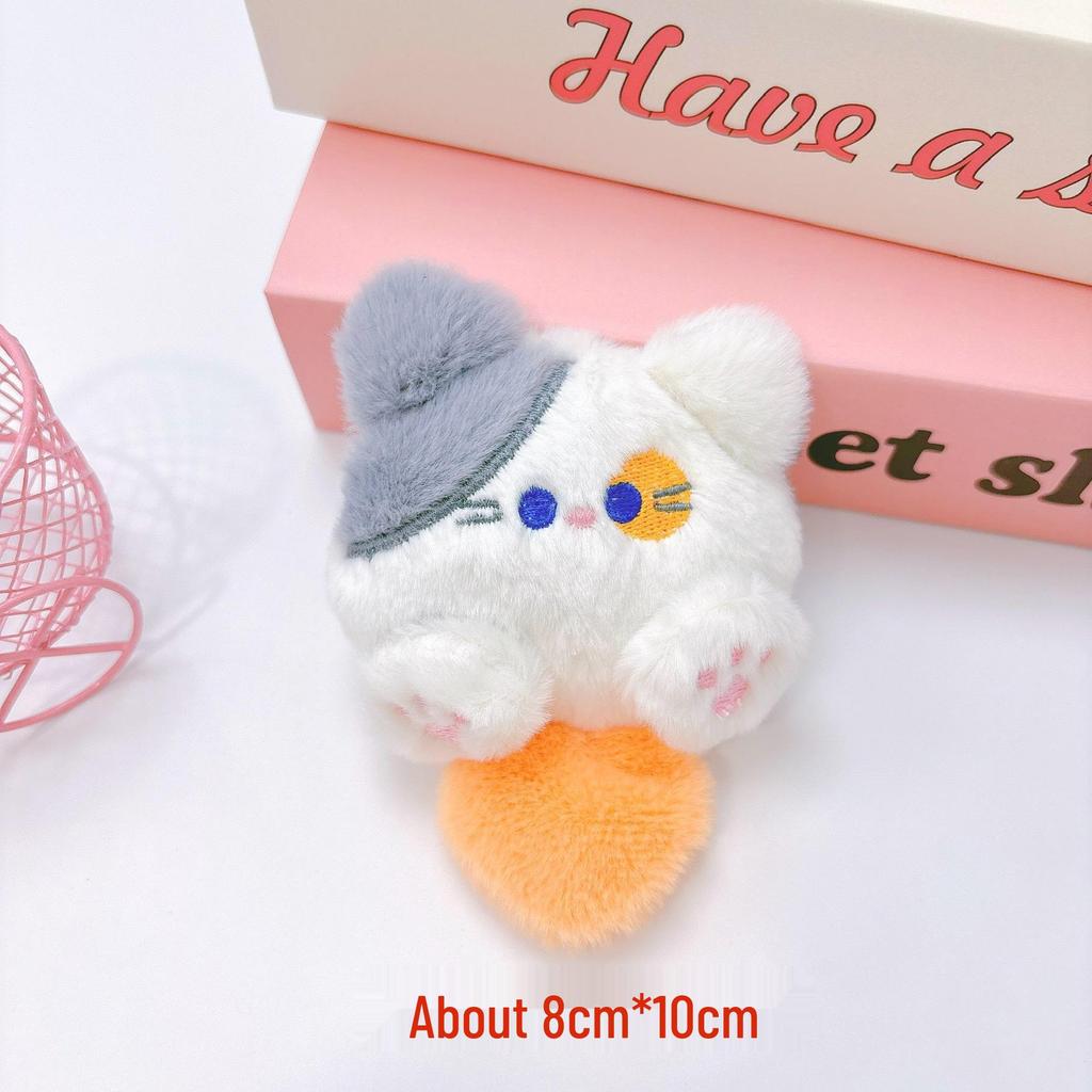Squeaky Cat Plush Keychain Brooch: Cute Cartoon Doll Accessory
