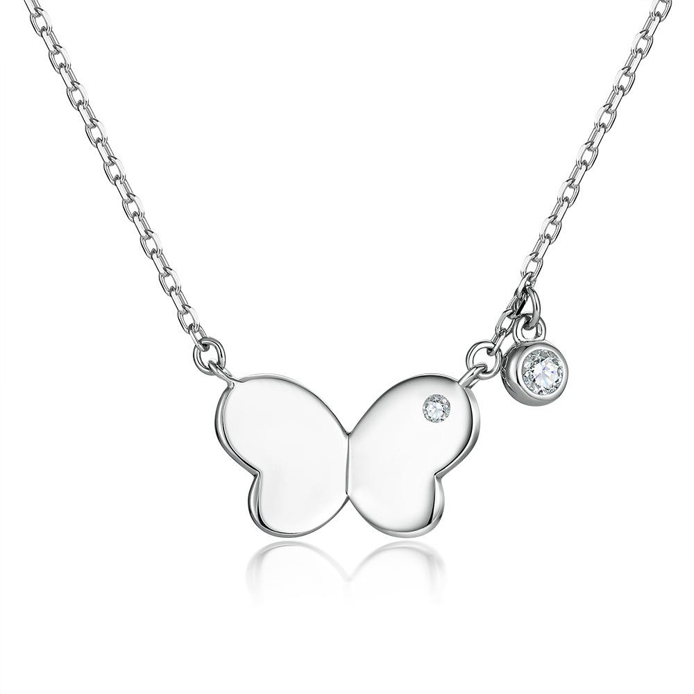 

Sterling silver bow pendant three-dimensional European and American fashion butterfly necklace women s high-end sense 925 silver clavicle chain 925 silver платиновый