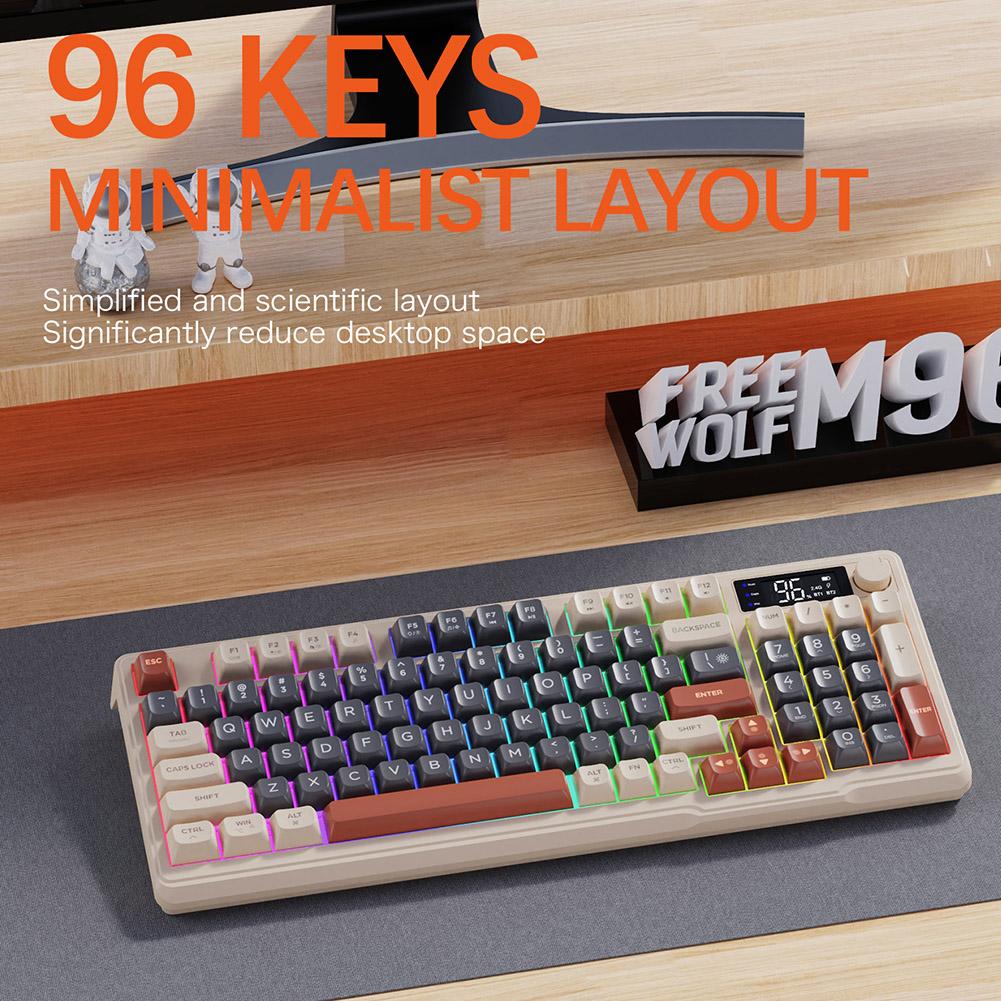 M96 Bluetooth Keyboard Wireless ZIYOULANG 94 Keys Gaming Keyboard,Electronic Screen, Multi-Device Connection,Ergonomics Gaming