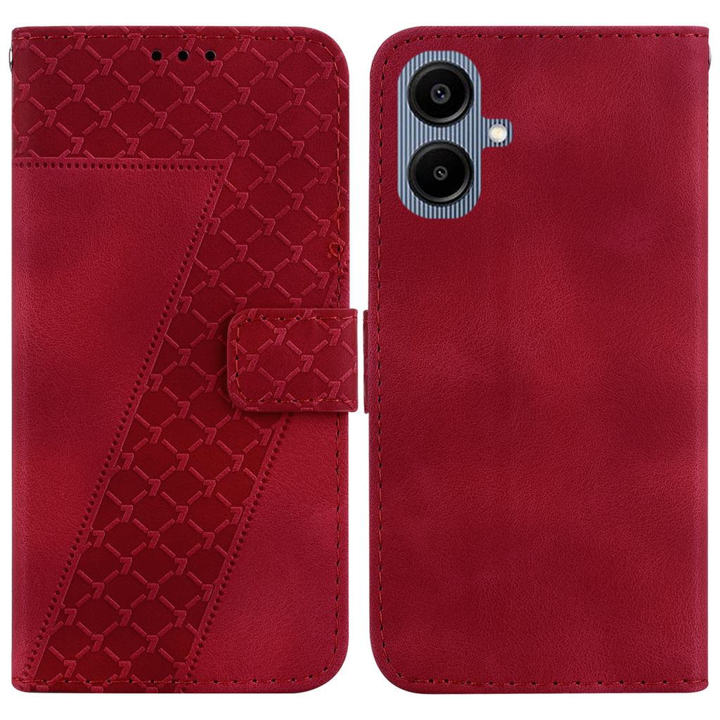 For Samsung Galaxy A07 5G Stand Case 7-Shaped Pattern Imprint Leather Phone Cover with Strap