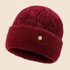 Middle-aged and Elderly Ear Protection Knitted Hat Rabbit Fur Winter Hat Women's Versatile Velvet Thickened Mother Hat Warm Wool Hat
