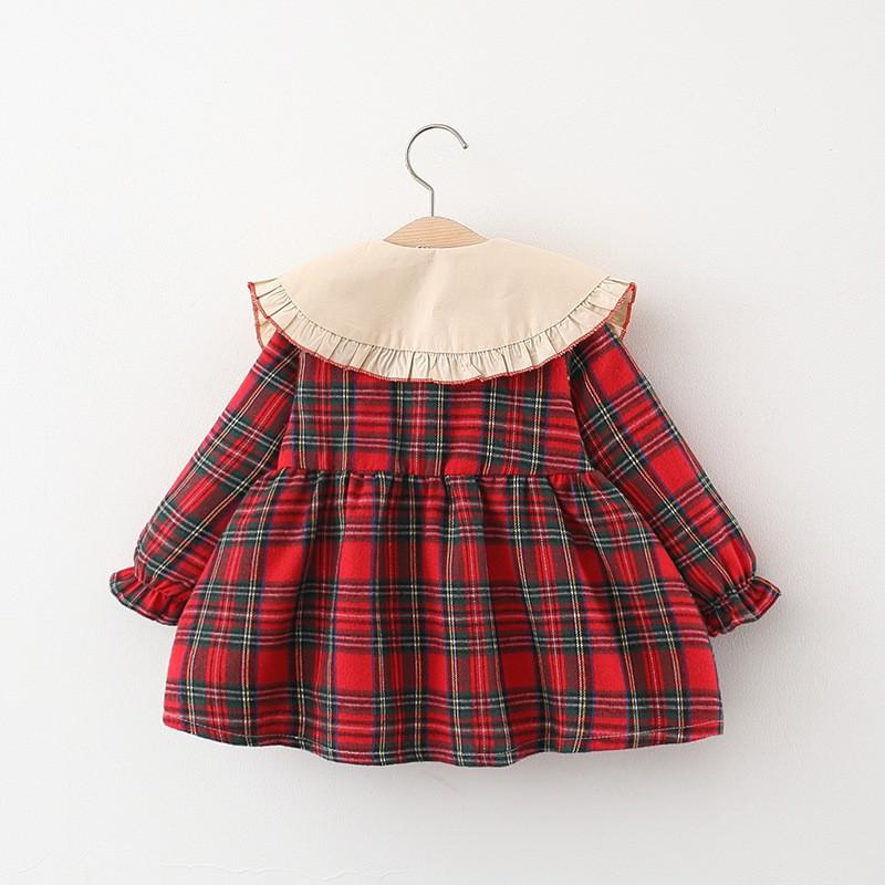 Children's Dress Spring and Autumn, Girls' Long-sleeved Plaid Shirt Bottoms, Girls' Skirts with Bunny Pendant