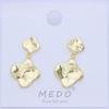 Gold Alloy Geometric Stud Earrings with Pleated Design