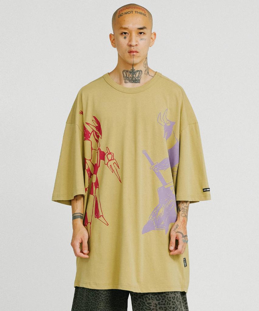AJOBYAJO Robots Duel Oversized T-Shirt [Mustard]