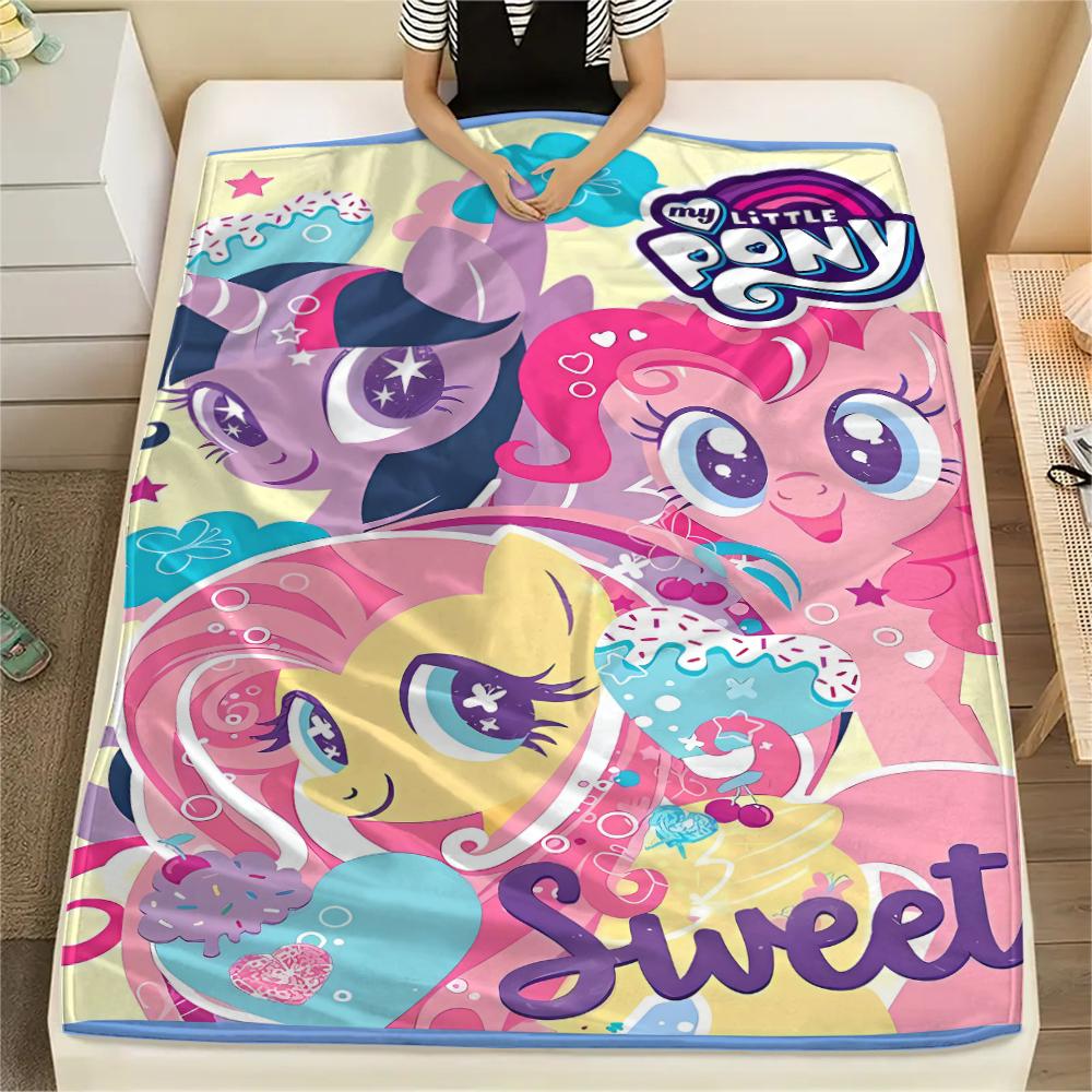1Pc My Little Pony Print Flannel Blanket, High quality Comfortable for All Seasons, Home Decor, Warmth and Comfort, Perfect for Gifts
