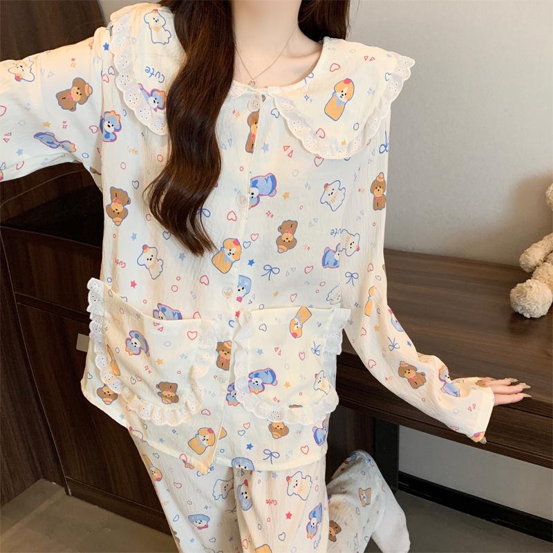 Cloud cotton pajamas women's ins wind cute puppy cartoon long sleeve autumn loungewear doll collar set