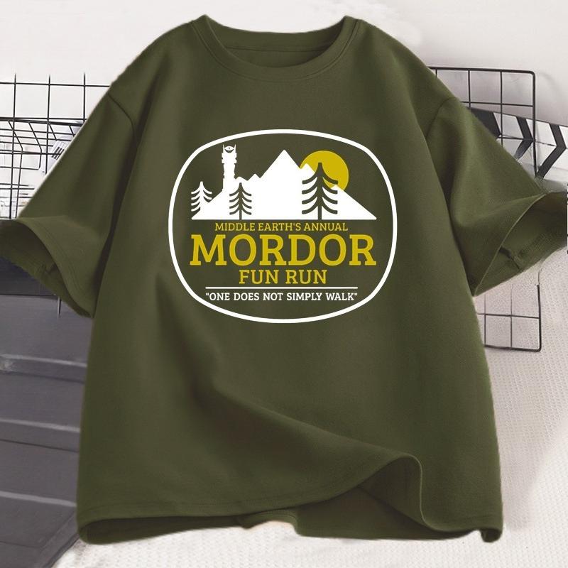 Middle Earths Annual Mordor Funny Run T Shirt Trendy Vintage Cotton Short Sleeve Harajuku Tshirt Oversized Unisexs Clothing Tops