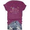 Women's Casual and Fashionable T-shirt with A Round Neck and Short Sleeves Featuring Bee and Letter Patterns