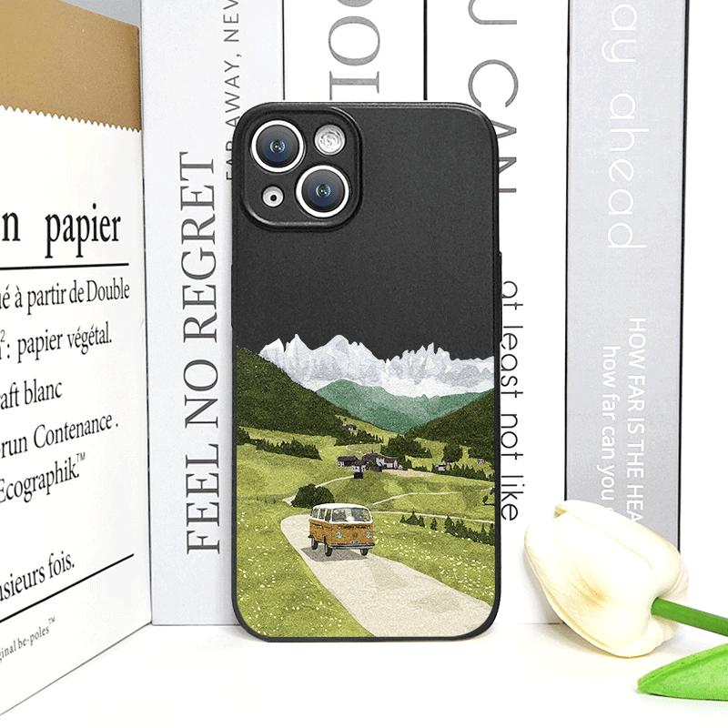 Cartoon Field Mountain Landscape Printed Phone Case for iPhone 17 16 12 11 14 13 15 Pro Max Mini X XS MAX XR 7 8 Plus Soft Cover