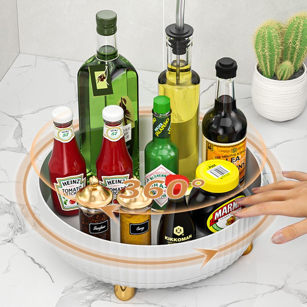 Dressing Table Makeup Box Multifunctional Home Storage Tray 360-degree Rotatable Large Capacity Washable for Bedroom Bathroom