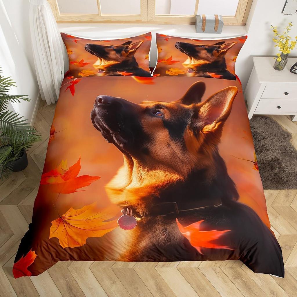 Bettbezug mit Hundeprint 3D Deutscher Schäferhund Welpe Print Bettwäsche-Set für Kinder Jungen Mädchen Kinder Haustier Tier Thema Bettdeckenbezug