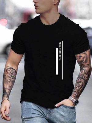 Men's Summer Loose Cotton NEW WORK CITY Printed Casual Round Neck Short Sleeved Breathable Sports Versatile T-shirt