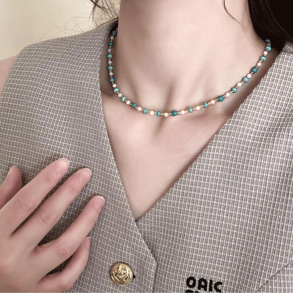 Turquoise Pearl Necklace - Fresh, Colorful Summer Luxury for Women
