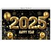 2025 New Year Theme Party Background Fireworks Golden Balloon Clock Banner Decoration Happy New Year Family Photo Supplies