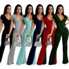 MM2160 European & American Sexy Solid Color Bell Bottom Jumpsuit for Women