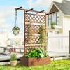 Wooden Trellis Planter Box, Raised Garden Bed to Grow Vegetables, Herbs and Flowers, Orange