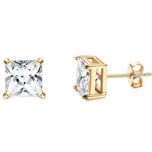 Silver Needle Cubic Zirconia Stud Earrings for Women Men 14K Gold Plated Hypoallergenic Dainty Stud Earrings Jewelry