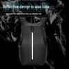 Water-Repellent Leather Motorcycle Backpack with Reflective Strips and Large Capacity