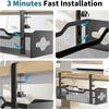 Under Desk Cable Management Tray No Drill, Metal Mesh Cable Management Under Desk with Clamp Mount, 2 Hole Cable Tray with Wire Management and Cord