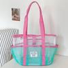 Pink Swimming Bag Large Capacity Vacation Beach Bag Portable Tote Mesh Sport Storage Bag Breathable Travel Toiletry Shower Bag