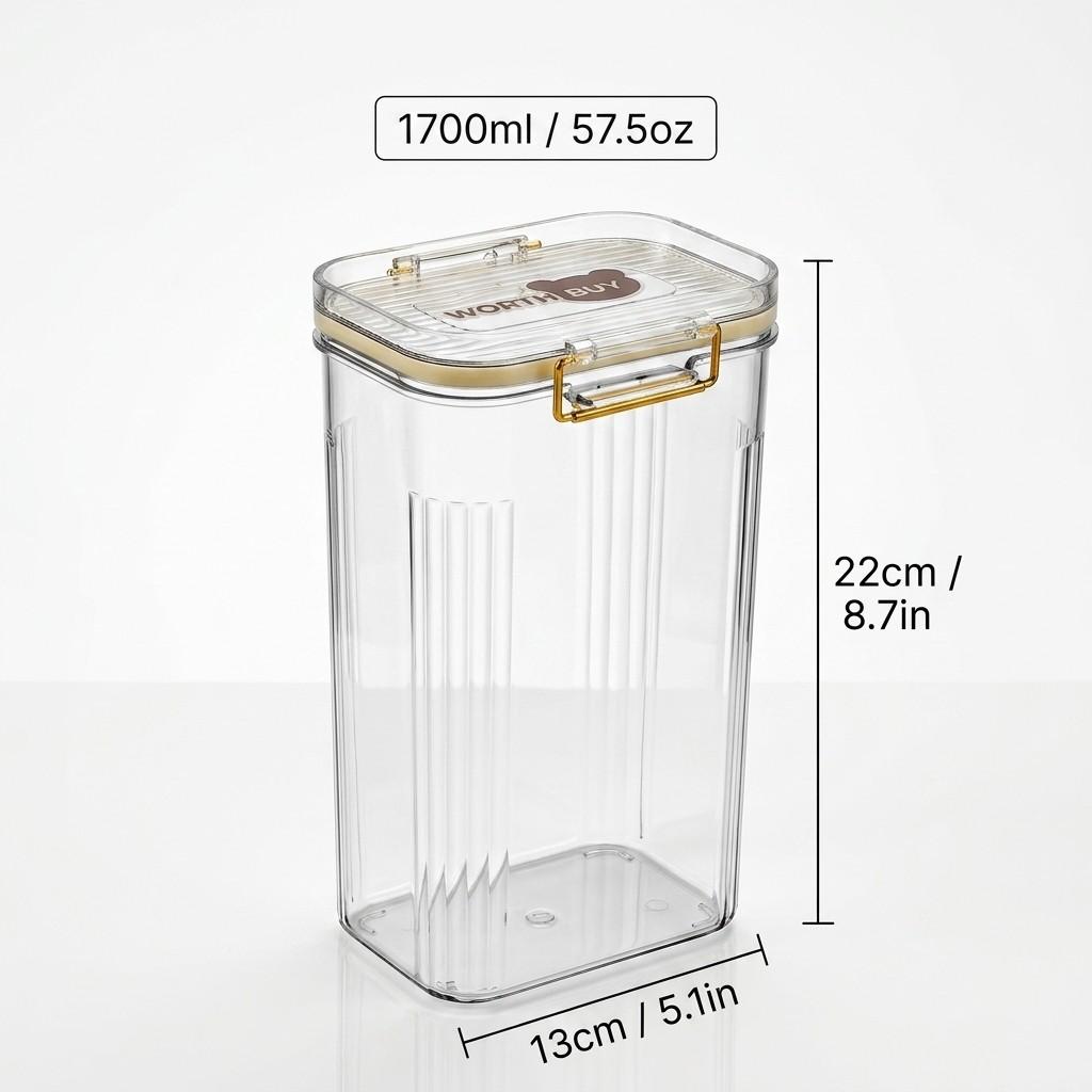 Airtight Food Storage Containers Fridge Stackable Clear PET Plastic Kitchen Jars Leakproof Pantry Organizer Cereal Pasta Coffee