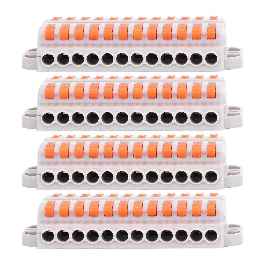4Pcs Compact Wire Conductor ABS Copper Flame Retardant Quick Conductors Terminal Block