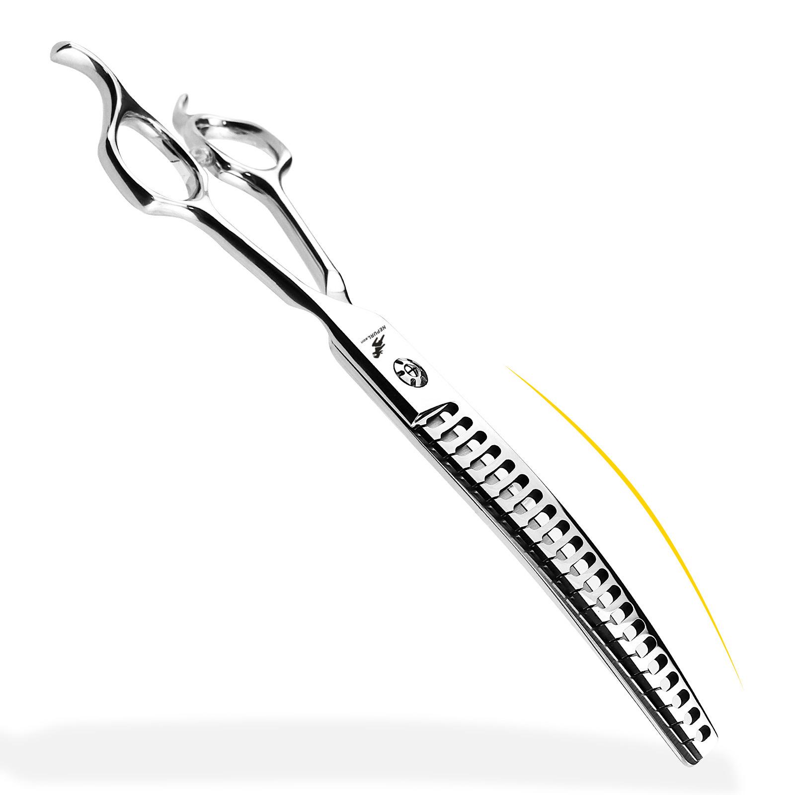 7.0-Inch Curved Teeth Pet Grooming Scissors - Professional Thinning Scissors for Pets
