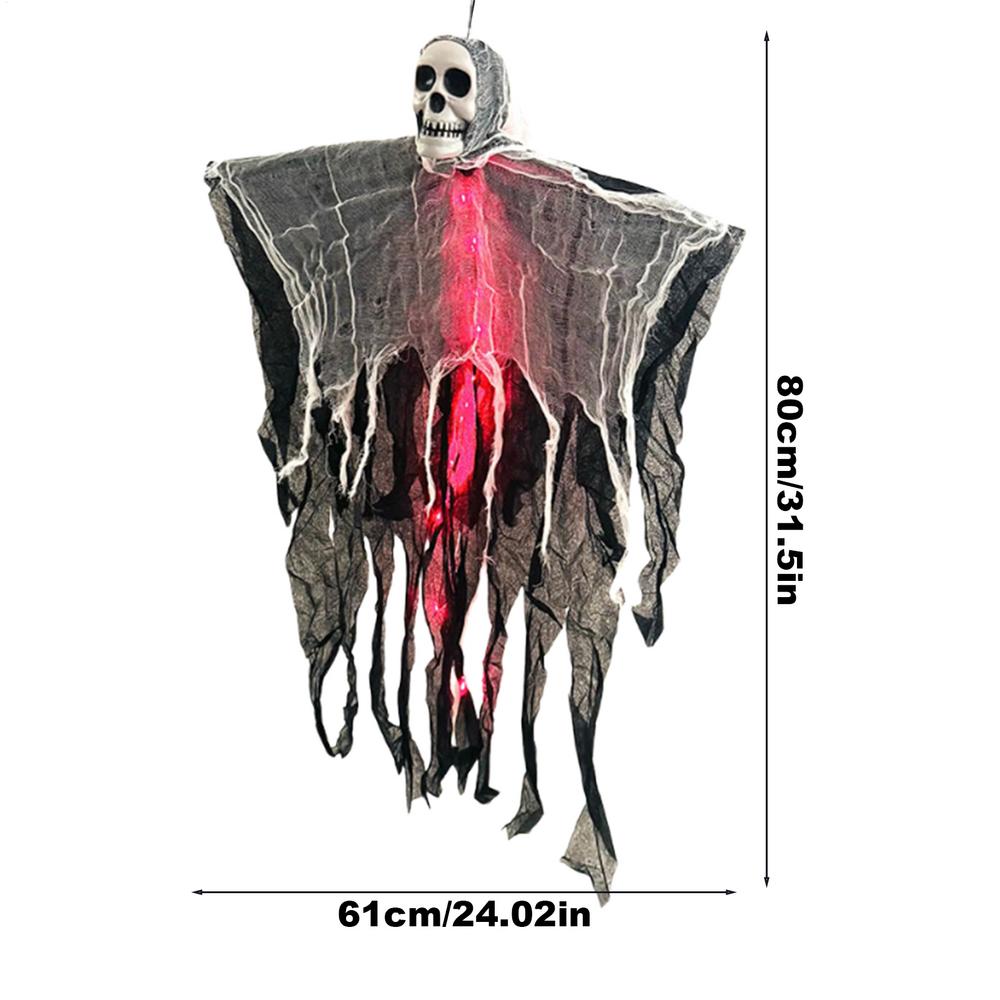 

1pcs Halloween Glowing Skull Skeleton Gauze Hanging Ghost Home Outdoor Garden Decoration Halloween Party Horror Ghost Props