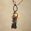 Portable Travel Keychain Designed with Lightweight Woven Gourd and Tassels Detail Handmade Keyring Accessory