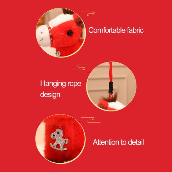 Realistic Pony Plush Keychain Soft Stuffed Animal Zodiac Lucky Horse Bag Charm Year of The Horse 2026 Birthday Xmas Gift