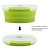800ml Round Silicone Bento Box Collapsible Lunch Box Microwave Food Container (Light Green)
