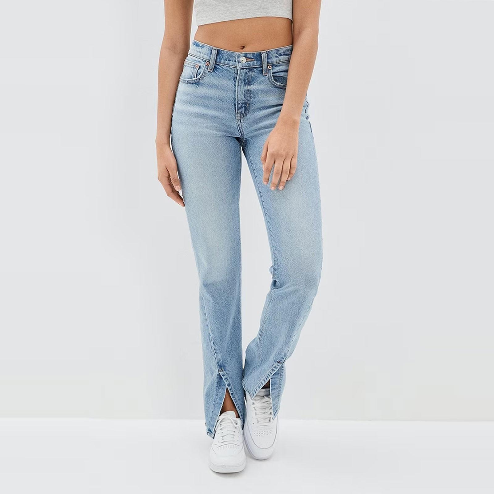 

Женские модные джинсы с высокой талией и прямые брюки для похудения L