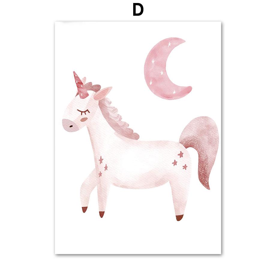 Pink Lovely Dance Girl Castle Unicorn Swan Wall Art Canvas Painting Nordic Posters And Prints Wall Pictures For Kids Room Decor