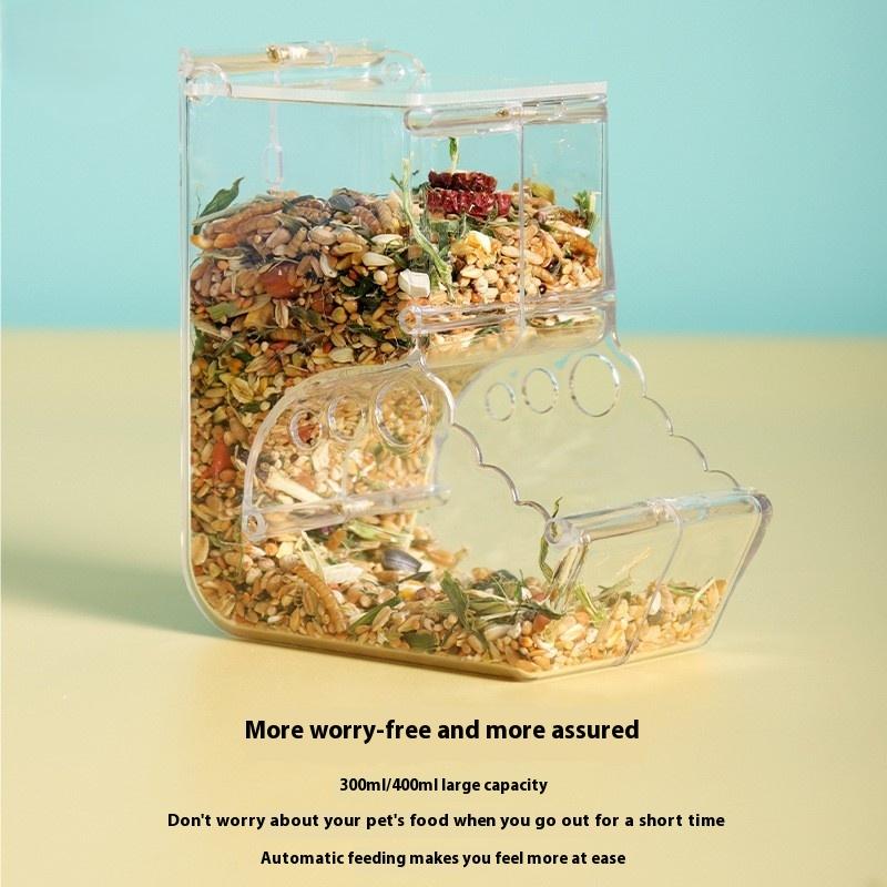 Clear Plastic Automatic Food Dispenser Feeder Bowl for Pet Hamster Rabbit Squirrel Guinea Pig
