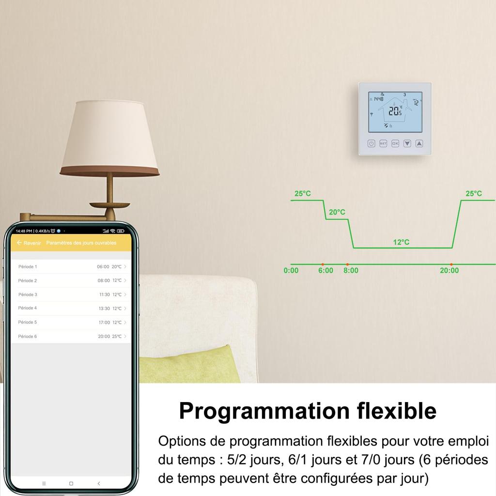Ketotek 16A/3A WIFI Smart Room Thermostat Electric Floor Heating Temperature Controller Voice Touch