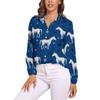 Camicia Colorata con Cavalli a Manica Lunga Camicie da Donna Cavalli Segreti Corse Camicie Vintage Top da Strada Femminili Primavera Estate