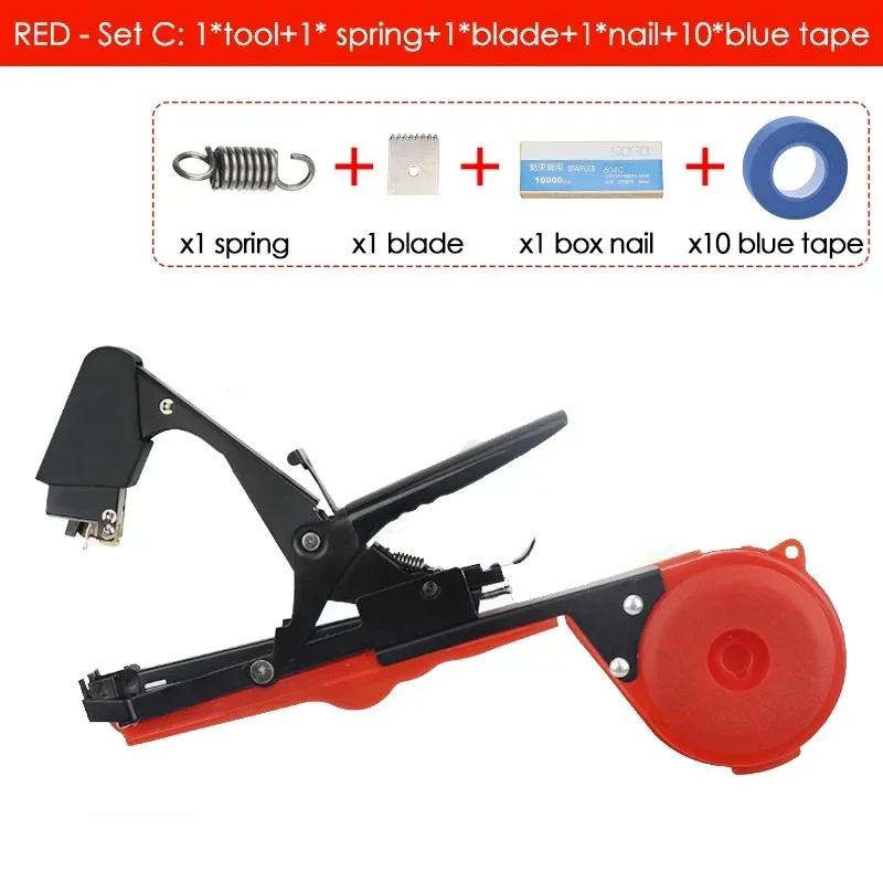 Garden Plants Tying Machine Tapetool Tapener with 10 Rolls Tape Set for Vegetable Grape Tomato Cucumber Pepper Flowers